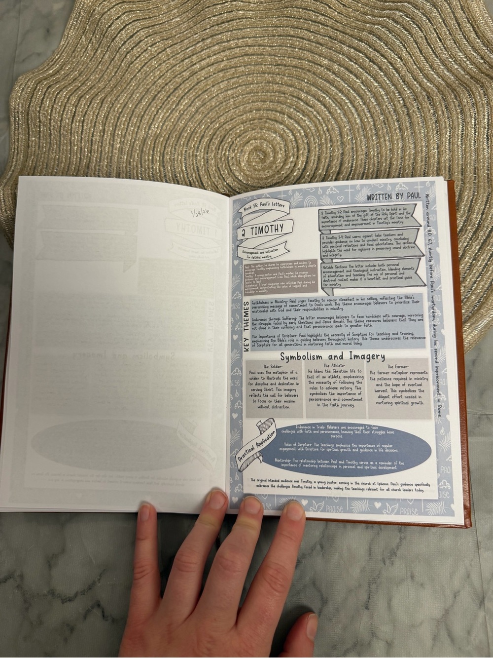 Bible Study Guide Faux Leather Christian Faith Journal Devotional Workbook 6x8.5 - Picture 3 of 4
